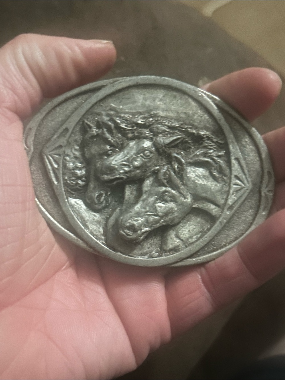 Decorative Silver-Tone horse Plaque - Horse Head Relief